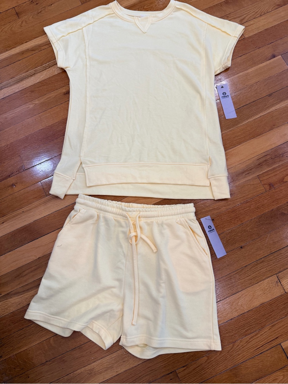 Mono B Pale Yellow Short Sleeve Lounge Set